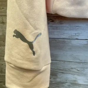 Puma Womens L Sweatshirt Peach‎ 1/2 Zip White Puma Pattern Pullover Athletic thumbnail 8