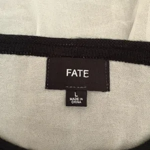 Fate Striped Layered Look Sweater Black Open Back‎ Wool Blend Casual Size Large thumbnail 3