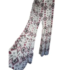 Marigold Kiss Women’s Flare Pants L Geometric Print White Pink Black Gray thumbnail 2