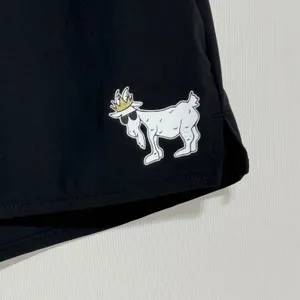 GOAT USA Womens Woven Athletic Gym Running‎ Shorts LARGE Black Lined Zip Pocket thumbnail 2