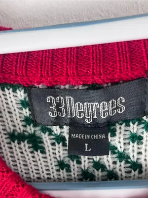 33 DEGREES Llama Scarf Pom Pom Hat Graphic Unisex Christmas Sweater Size Large thumbnail 3