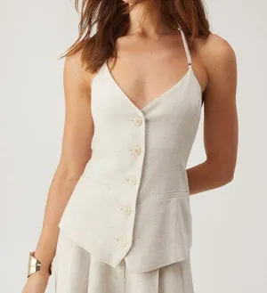 Nasty Gal PREMIUM LINEN TAILORED STRAPPY TOP thumbnail 1