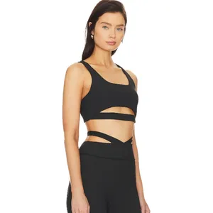 GIGI C Revolve Andrea Sports Bra Women's Small Black Ribbed Cutout V-Back New thumbnail 12