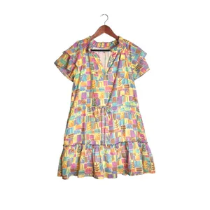 Olivia James The Label Tinsley Tiered Ruffle Hem Mini Dress In South Beach XS thumbnail 2
