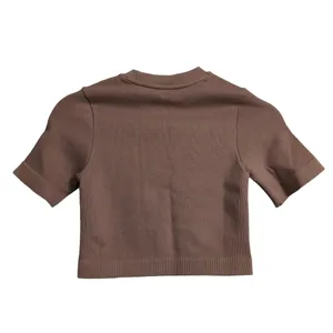 Everlane The Seamless Tee Acorn (Brown) Cropped Short Sleeves Crew Neck XS/S New thumbnail 3