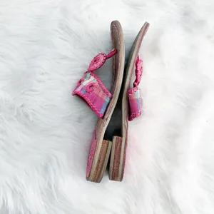 Jack Rogers Kyra Pink Madras Plaid Leather Sandals Preppy Resortcore Coastal thumbnail 5
