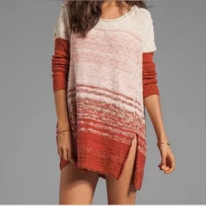 Free People Brown Ombré‎ Knit Sweater Dress Tunic Side Split thumbnail 8