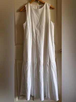 The Drop IIana 100% Cotton White‎ Midi/Maxi Wide Hem Poplin Dress Feminine MED thumbnail 4