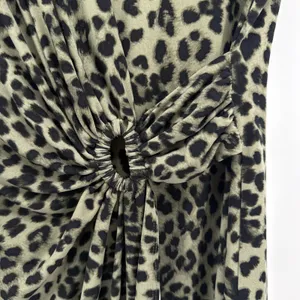 Tommy Bahama Clara Lovely Leo Faux Wrap Dress Small Olive Leopard Nylon‎ Spandex thumbnail 3