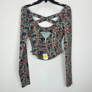 Free People Melanie Long Sleeve Top Floral Cotton Cottagecore Romantic Small NWT thumbnail 9