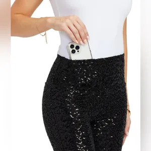 Tipsy Elves Black Sequin Leggings Large Lined Stretch Party Holiday NWT thumbnail 3