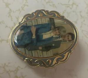 Gold Oval Brooch with Charles and Diana RA100 thumbnail 1