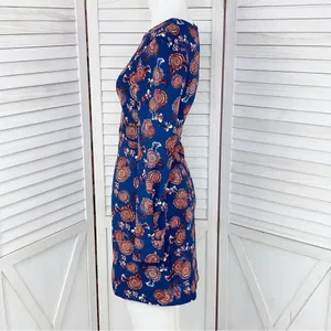 Zara Trafaluc Sheath Dress Floral Long Sleeve‎ Blue Size XS thumbnail 2