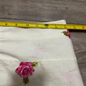 Frenzee Vintage Floral Rose Print Lace Trim A-Line Skirt Cream Pink Medium‎ USA thumbnail 3