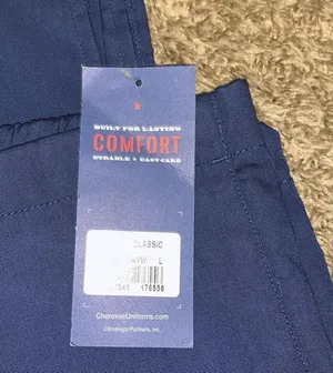 Cherokee NWT scrub pants flare leg drawstring front elastic back woman sz LARGE thumbnail 2