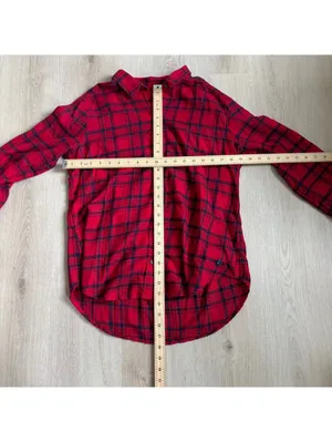 Hollister NWT Women's Red Black Plaid Button Up Flannel Shirt Size L thumbnail 7