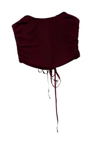 Source Unknown Burgundy Strapless corset top. Dark Academia style. thumbnail 1