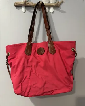 Dooney & Bourke Nylon Tobi Tote Leather Handles DB Pink Brown‎ thumbnail 1