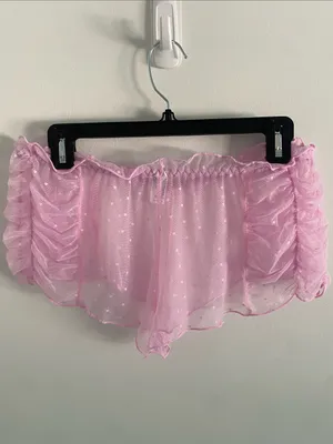 Carrie Amber Sheer Swiss Dot Ruched Bubblegum Pink Cami Shorts Set Size Large thumbnail 9