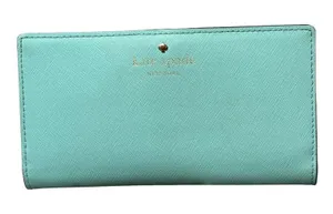 Kate Spade Mikas Pond Staci Folding Leather Wallet‎ Aqua Green Preppy Cottage thumbnail 1