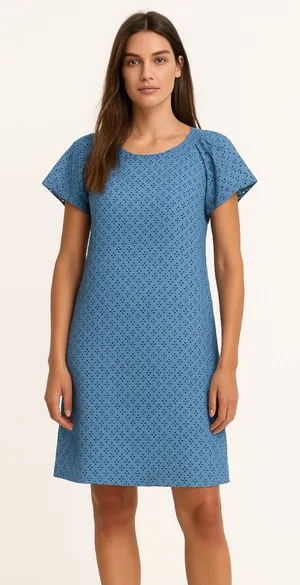 Abercrombie & Fitch Blue Floral Round Neck Short Sleeve Cut Out Shift Dress XS thumbnail 1