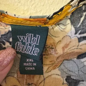 wild fable Mustard Floral Tie-Front Long Sleeve Top thumbnail 3