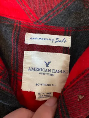 American Eagle red and black boyfriend flannel thumbnail 2