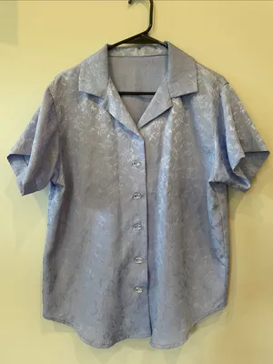 Light blue handmade button front blouse thumbnail 1