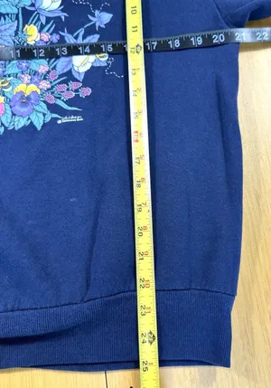 Vintage Morning Sun Sweatshirt M Blue Honey Bee Flowers USA Cottagecore 90s thumbnail 7