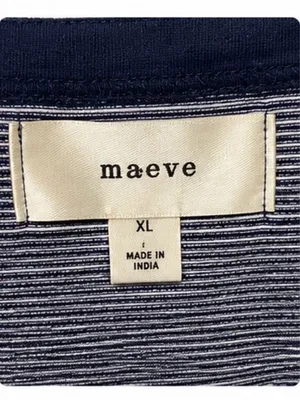 Maeve Anthropologie Navy & White Striped Asymmetrical Button Top XL thumbnail 6