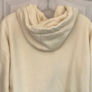 Bench Womens M Cream Cropped Pullover‎ Hoodie Sweatshirt Embroidered Logo thumbnail 13