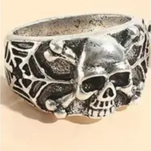 Women’s Stainless Steel Silver Skull Ring Size 7 thumbnail 2