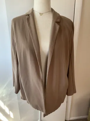 Eileen Fisher Open Front Knit Blazer- Light Camel Brown- Sz S/P thumbnail 1