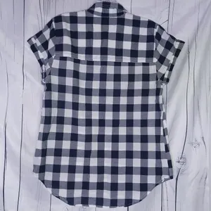 J.Crew Mercantile Gingham Plaid Popover Preppy Business Casual Short Sleeve Top thumbnail 6