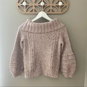 Anthropologie Sleeping On Snow By Off Shoulder Sweater Pink Sz Small thumbnail 8