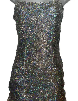PrettyLittleThing Rhinestone Bodycon Mini Dress Black Sparkly Size 4 thumbnail 1