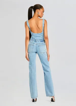 Retrofête Dawson Denim Low Back Jumpsuit Tangier Denim Blue thumbnail 4