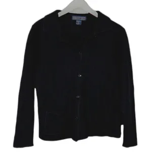 Herman Geist VTG Women's 100% Wool Whimsigoth Dark Academia Black Cardigan Collar Size M thumbnail 1