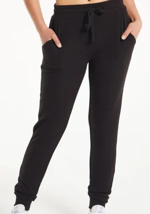 Z Supply Jill Marled Black Joggers Knit Pants Drawstring Lounge Size Small thumbnail 1