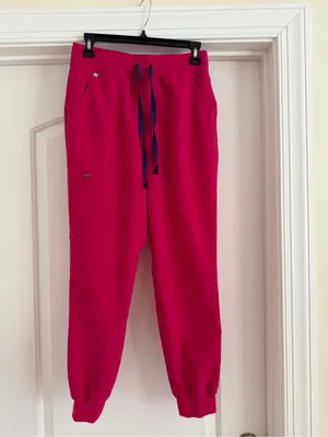 Figs Women's Magenta Jogger Pants with Navy Drawstring thumbnail 2