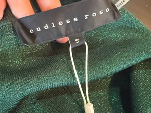 Anthropologie Endless Rose Lurex Knit Off Shoulder Sparkly Green Dress Size Smal thumbnail 7