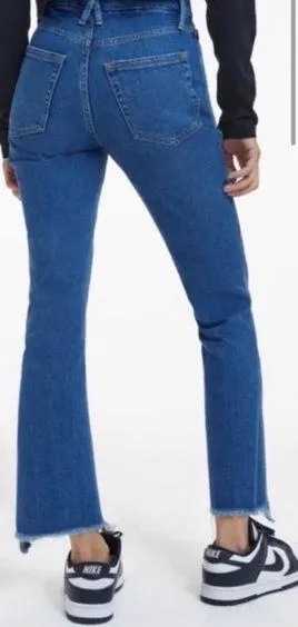 Good American Good Curve Crossover Straight Chewed Raw Hem Jeans Sz 27 thumbnail 2