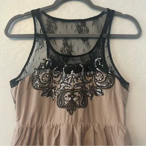 Miss Me silk blend sequined lace peplum babydoll tank blouse size medium y2k thumbnail 2