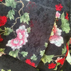 VTG Y2K Fashion Bug Floral Lace Top XL Black‎ Red Bell Sleeve Whimsigoth Vampy thumbnail 6