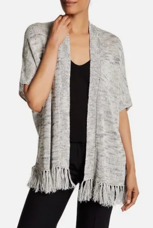 Joie Sona open front fringe hem linen blend open cardigan sweater medium thumbnail 1