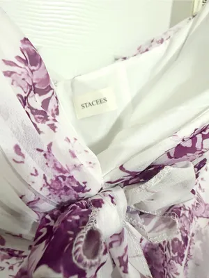 NWT STACEES Lilac Floral Wedding Guest Tiered Strapless Formal Dress Size 16 thumbnail 3