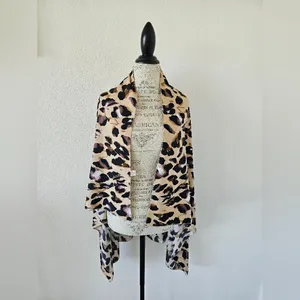 Vintage Leopard Print Sarong Wrap Large Scarf​ Black thumbnail 3
