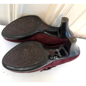 Sofft Retro 50s 60s Mod Twee Academia Suede Leather Mary Jane Heels Burgundy 7 thumbnail 7
