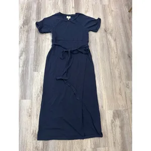 Tuckernuck Clarissa Navy Blue Cotton Knit Maxi Dress Short Sleeve Size‎ Small thumbnail 2