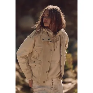 Free People Bohemian Kali Washed Utility Military Canvas Jacket Neutral Medium thumbnail 7